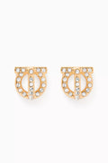 Giancini 3D Earrings with Crystals in Brass