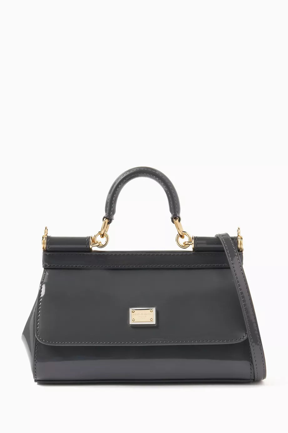 Small East West Sicily Top-handle Bag in Patent-leather