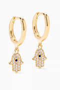 Hamsa Pave Charm Huggies