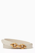 Maillon Narrow Belt in Croc-embossed Leather