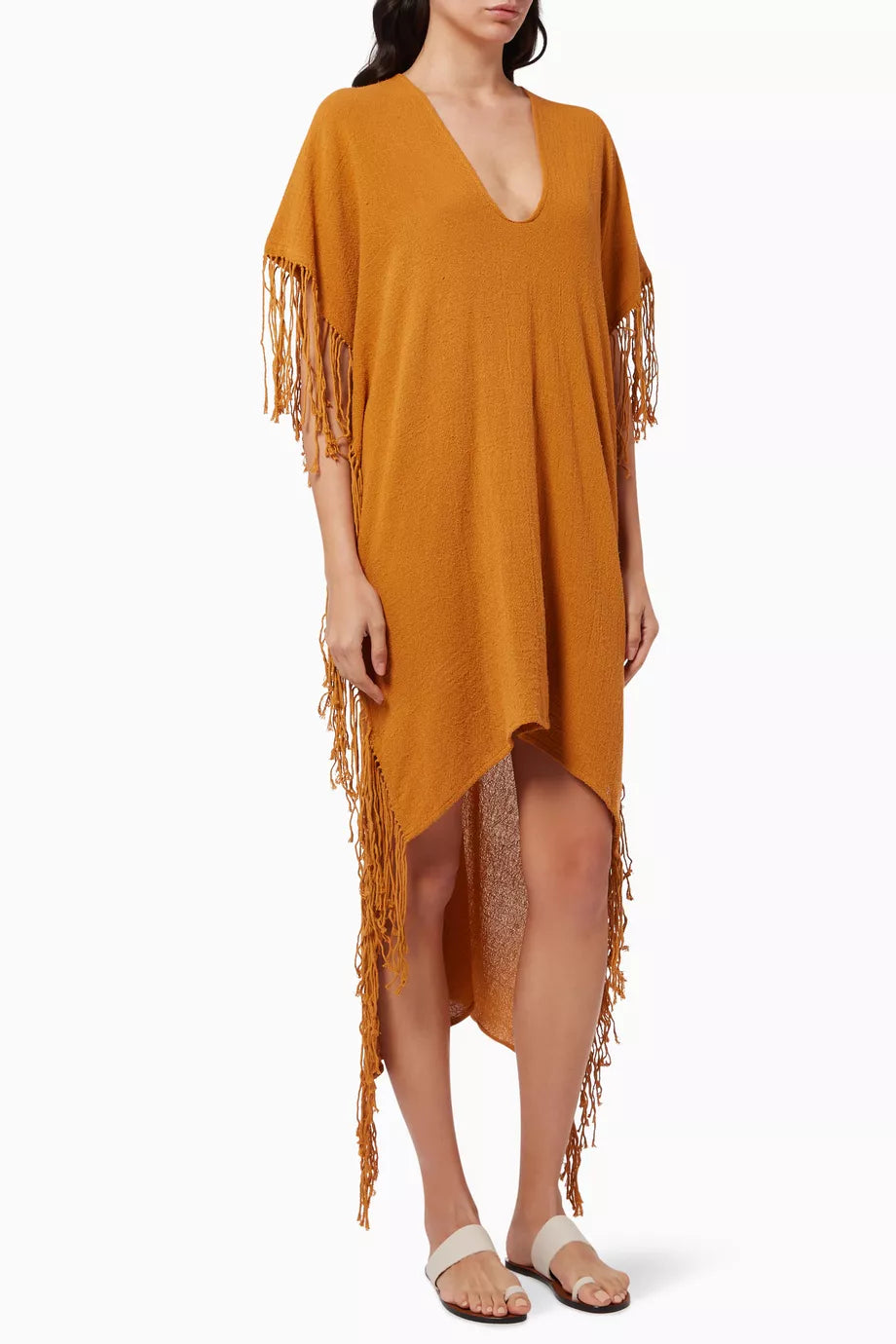 Butub Fringed Dress in Cotton Gauze