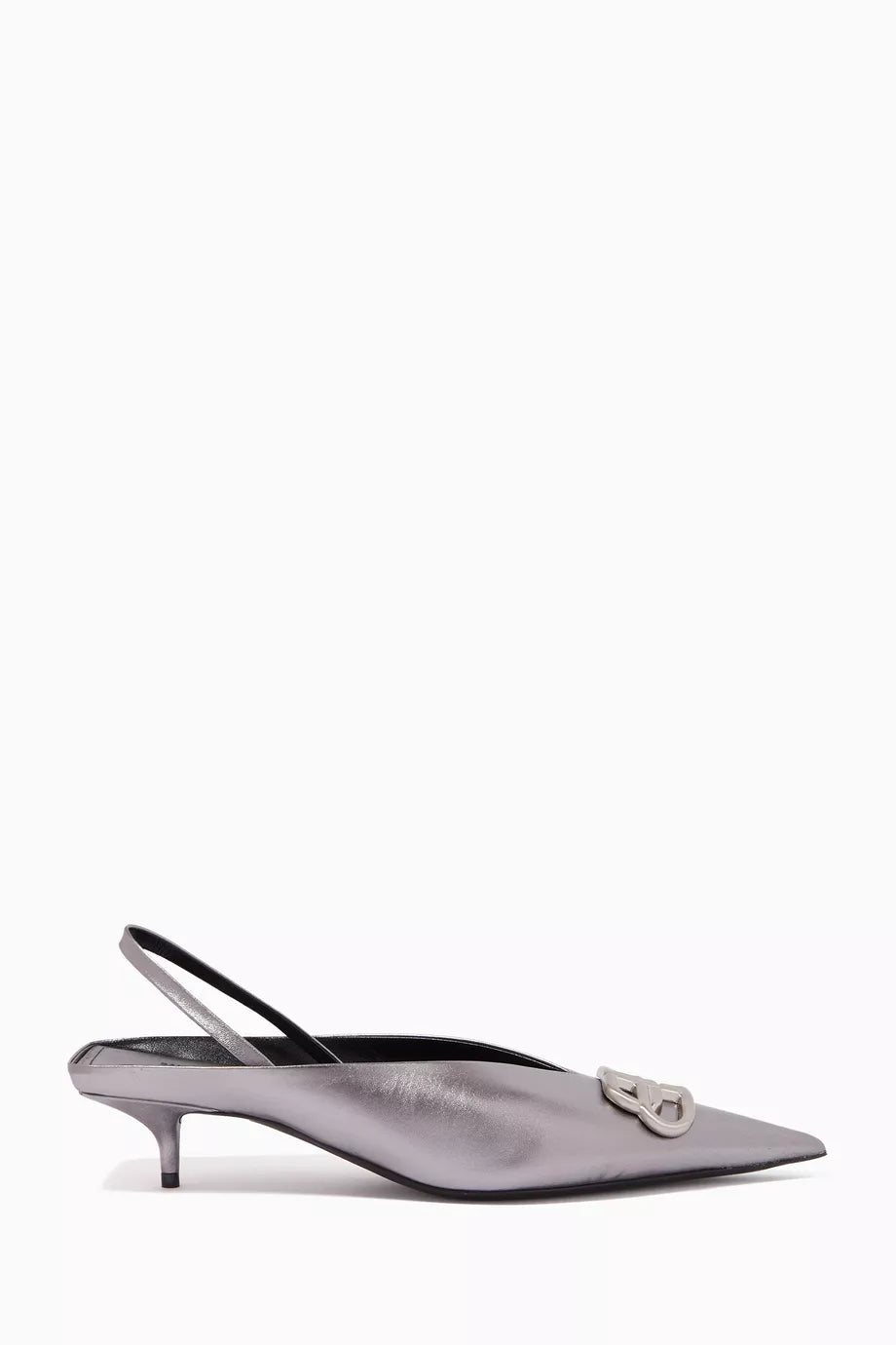 BB Square Knife Slingback Mules in Metallic Leather