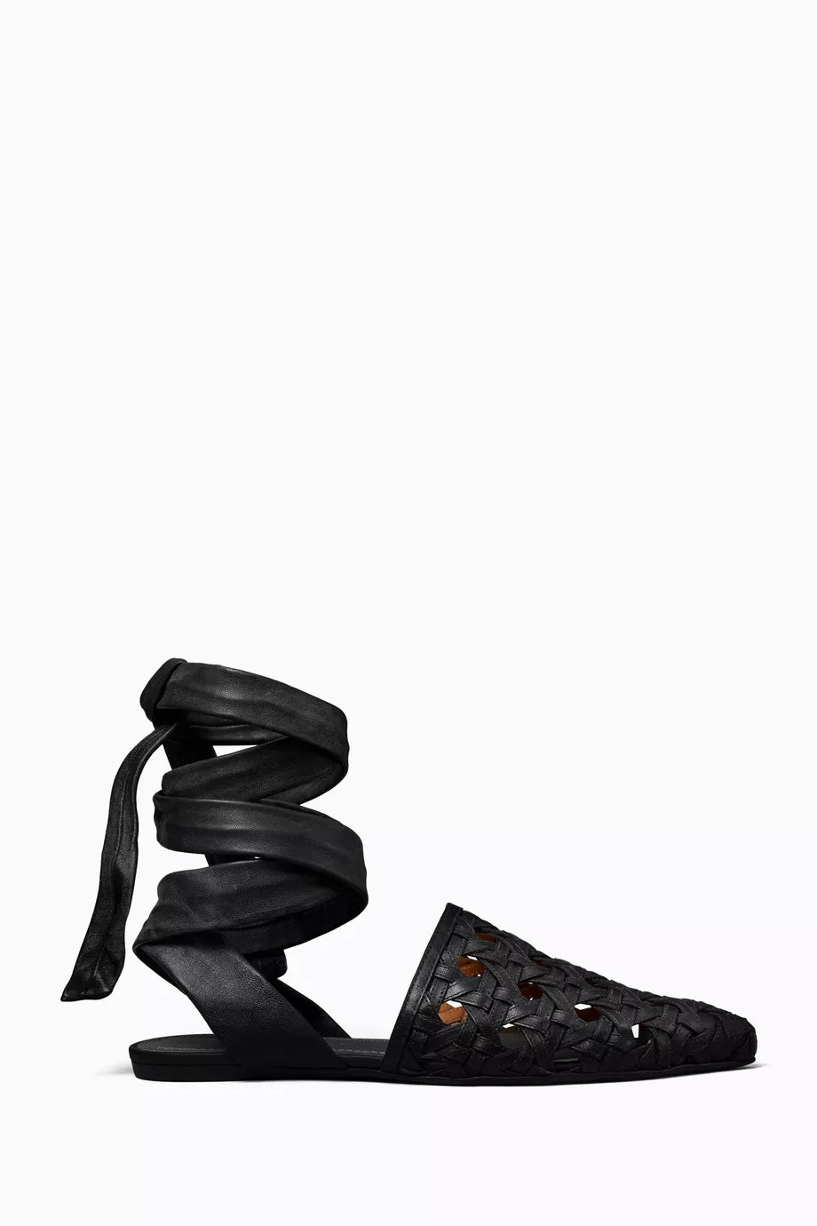 Basket-weave Wrap Flats in Napa Leather