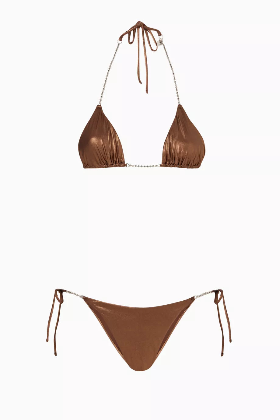 Beaded Chain Bikini Set in Metallic Lycra