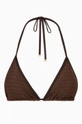 All-over Logo Triangle Bikini Top in Stretch Nylon