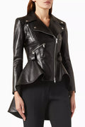Flared-hem Jacket in Leather