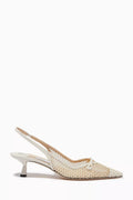 Amita Slingback Pumps in Fishnet Mesh & Napa