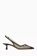 Amita Slingback Pumps in Fishnet Mesh & Napa