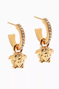 La Medusa Crystal Drop Earrings in Brass