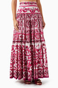 Majolica Print Maxi Skirt in Cotton Poplin