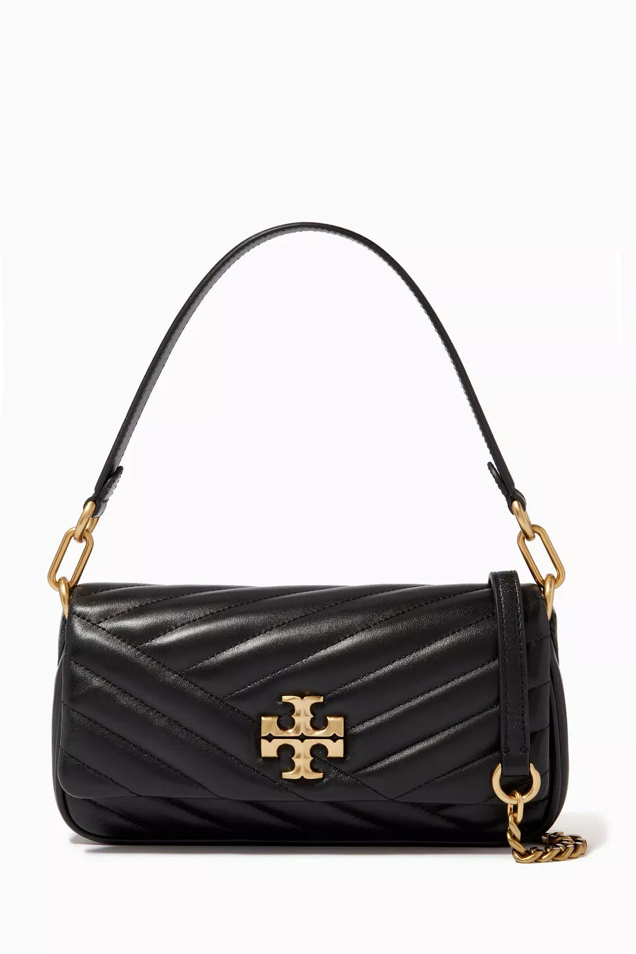 Kira Chevron Small Shoulder Bag in Leather