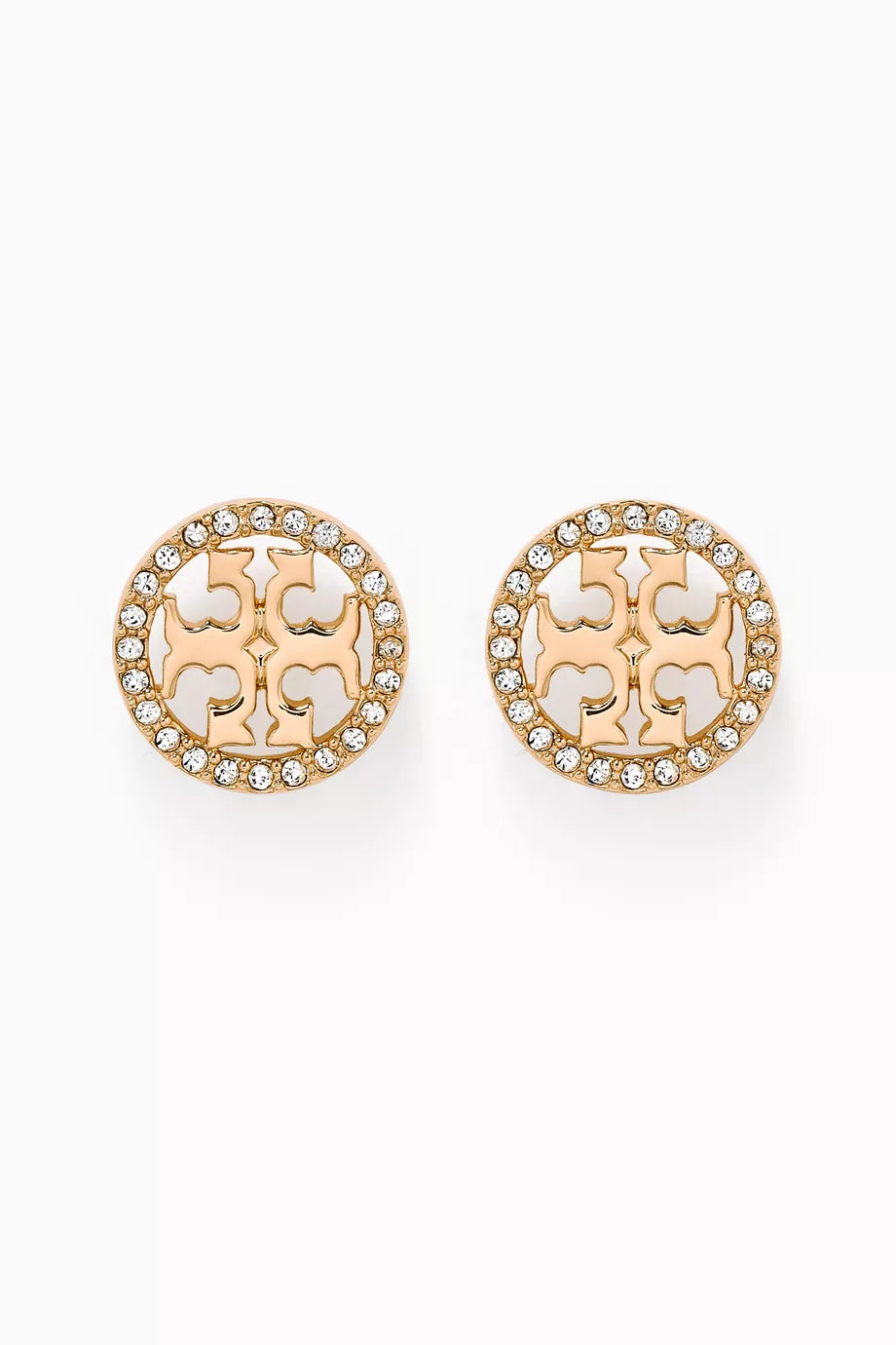 Miller Pavé Crystal Logo Stud Earrings in 18kt Gold-plated Brass