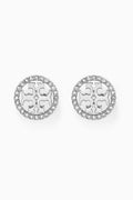 Miller Pavé Crystal Logo Stud Earrings in Silver-plated Brass