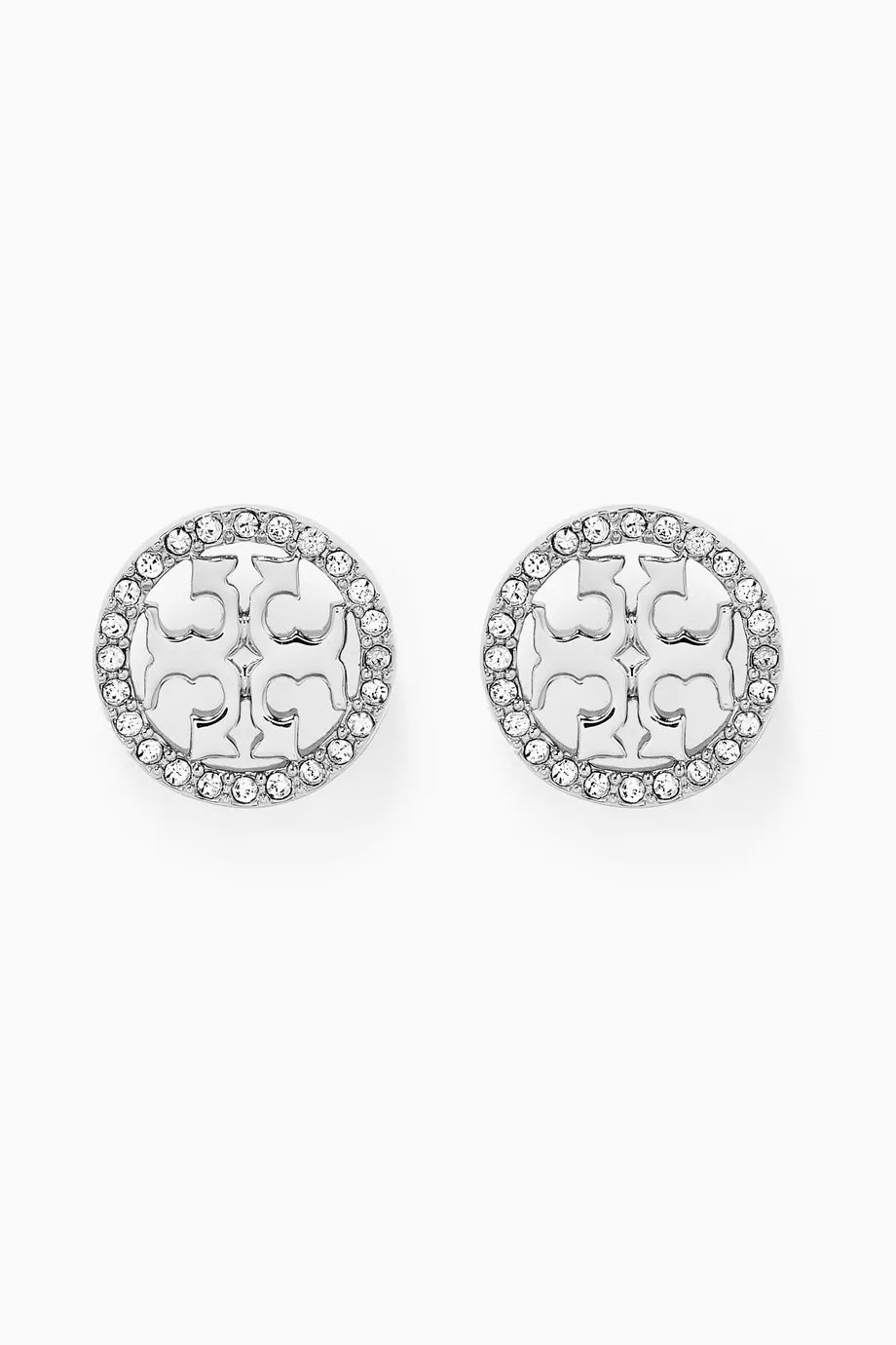 Miller Pavé Crystal Logo Stud Earrings in Silver-plated Brass