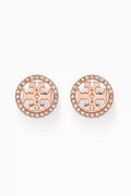 Miller Pavé Crystal Logo Stud Earrings in 18kt Rose Gold-plated Brass