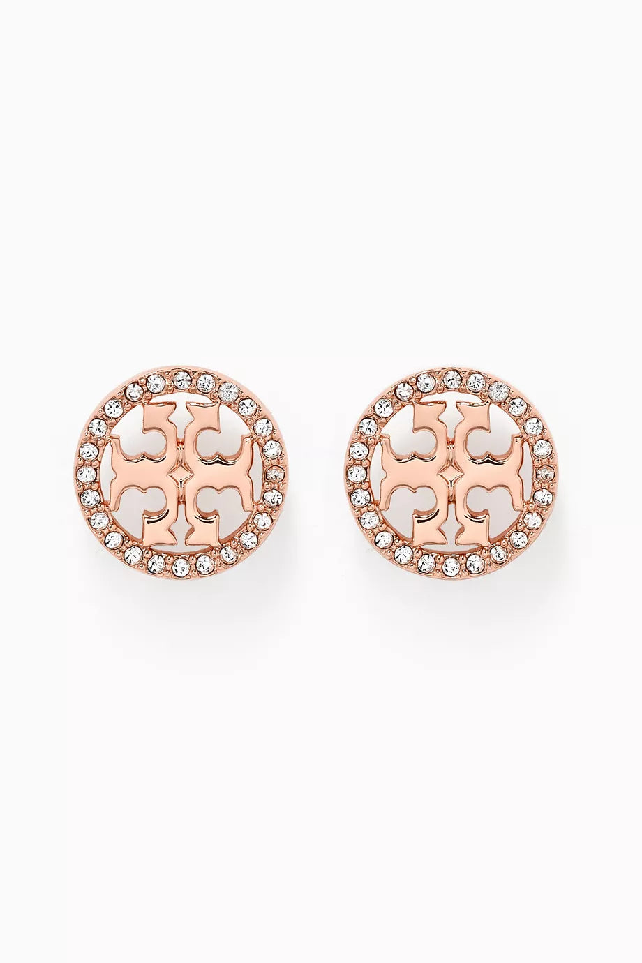 Miller Pavé Crystal Logo Stud Earrings in 18kt Rose Gold-plated Brass
