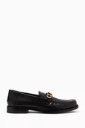 Cara Round-toe Logo Loafers in Leather