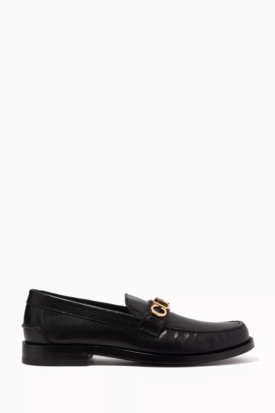 Cara Round-toe Logo Loafers in Leather