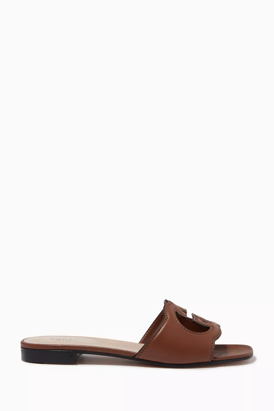 GG Cut-out Flat Slides in Leather