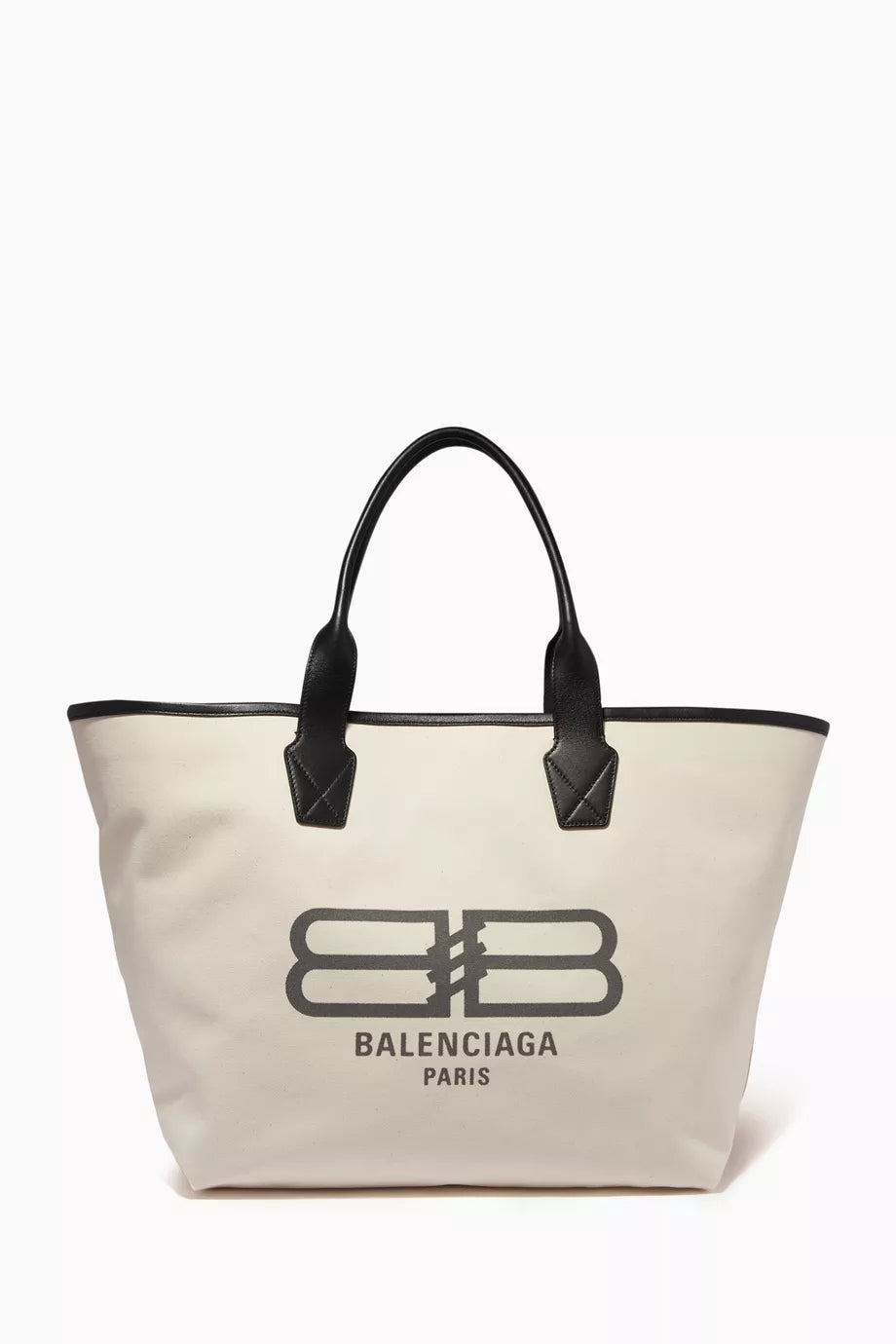 BB Paris Icon Jumbo Large Tote Bag in Cotton Canvas & Calfskin