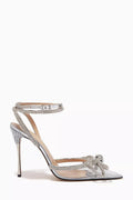 Double Bow 110mm Pumps in Plexi & Metallic Leather