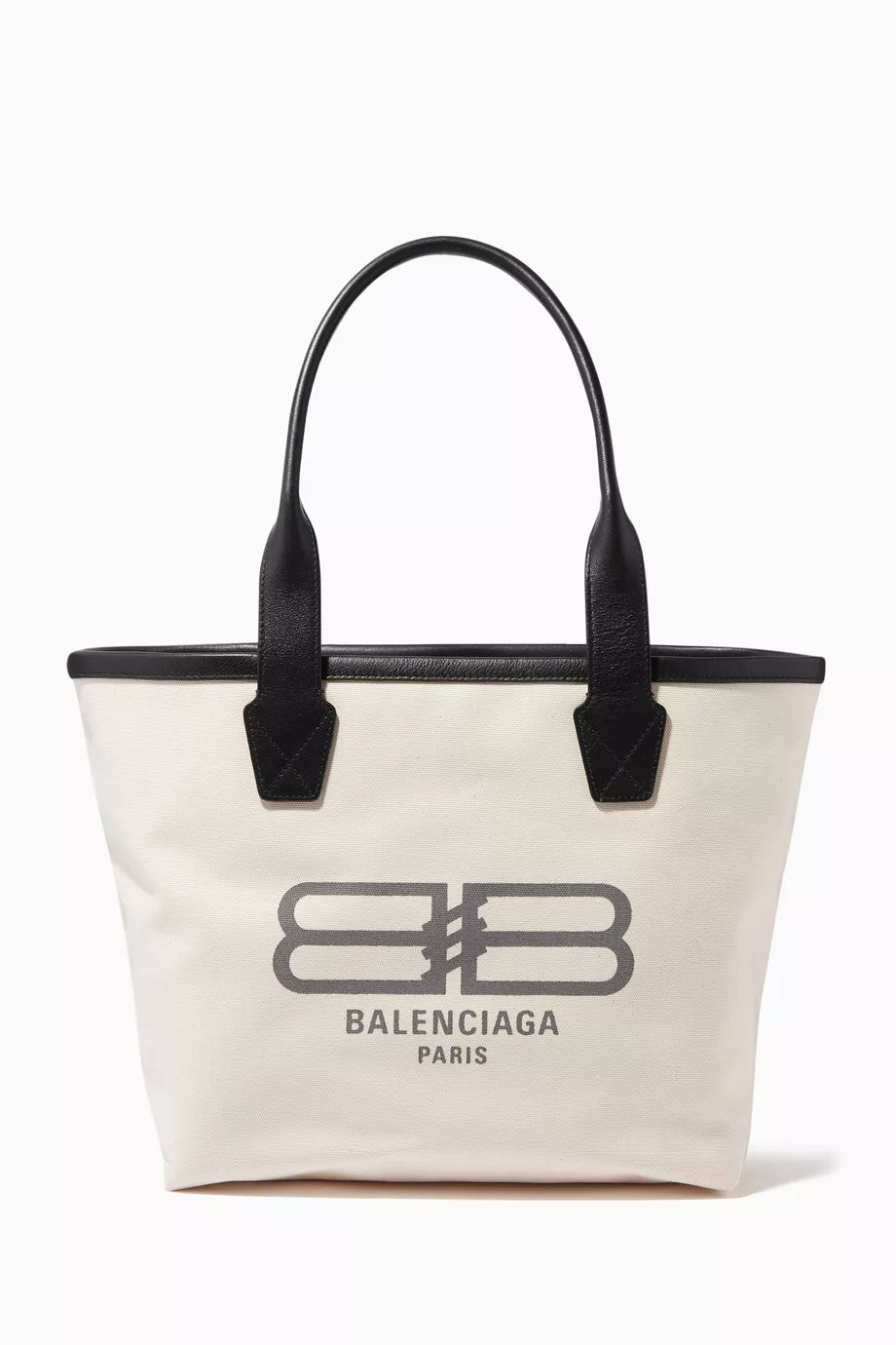 BB Paris Icon Jumbo Small Tote Bag in Cotton Canvas & Calfskin