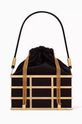 Minaudiere Cage Bag In Satin & Metal