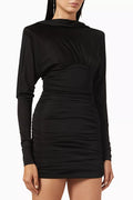 Draped Mini Dress in Shiny Knit