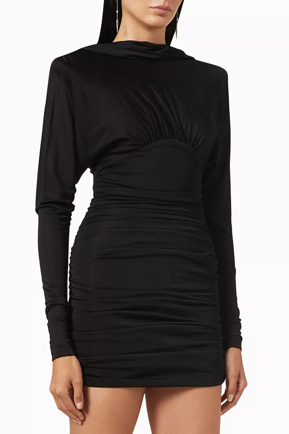 Draped Mini Dress in Shiny Knit