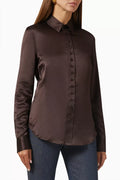 Fitted Long-sleeve Shirt in Silk-satin