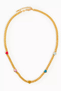 Jelly Heart Muti-stone Charm Necklace in 18kt Recycled Gold-plated Brass