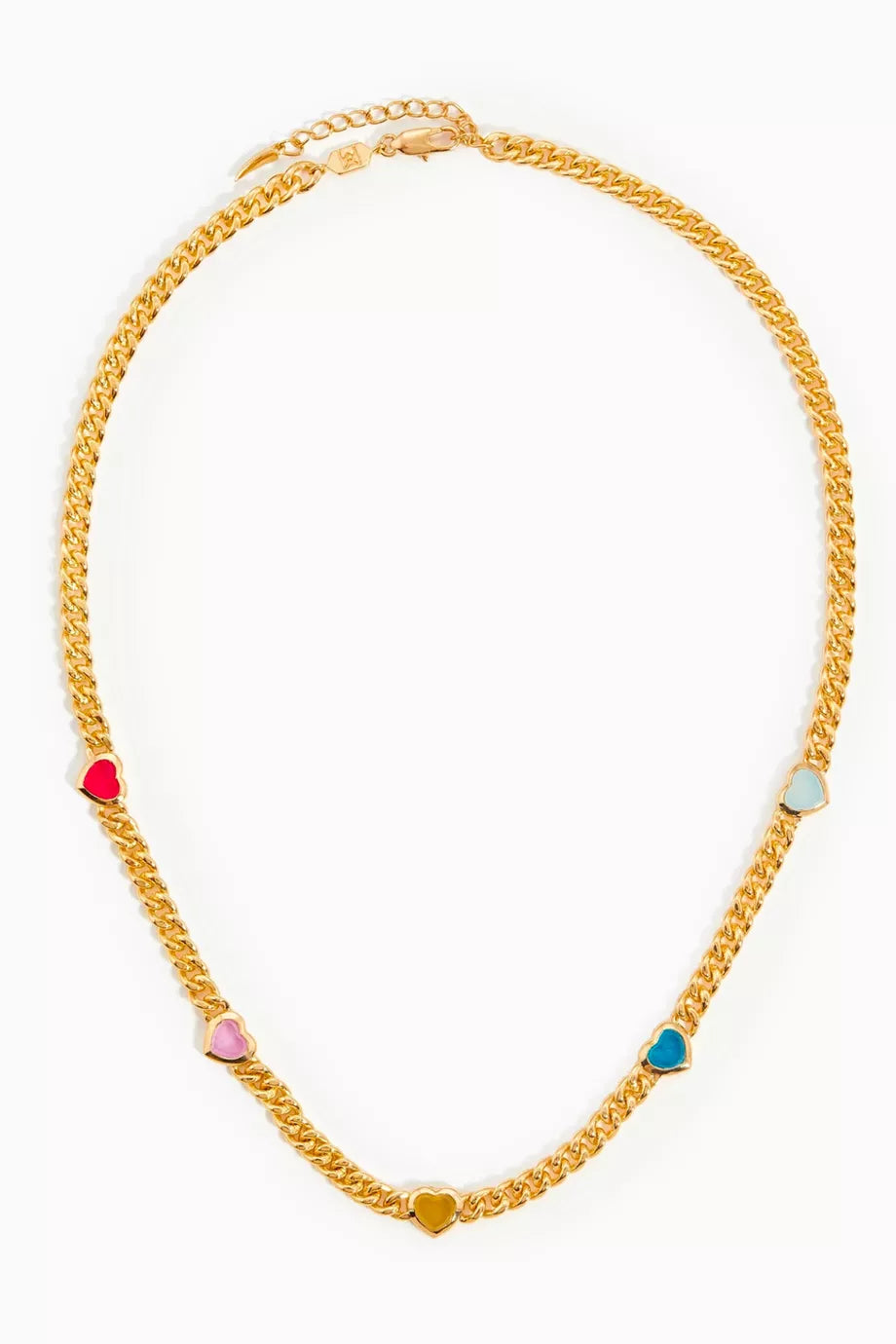 Jelly Heart Muti-stone Charm Necklace in 18kt Recycled Gold-plated Brass