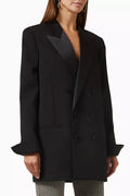 Double-breasted Tuxedo Jacket in Grain de Poudre