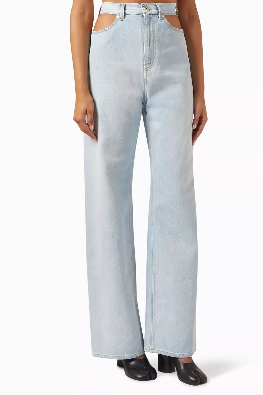 Cut-out Waist Jeans in Denim