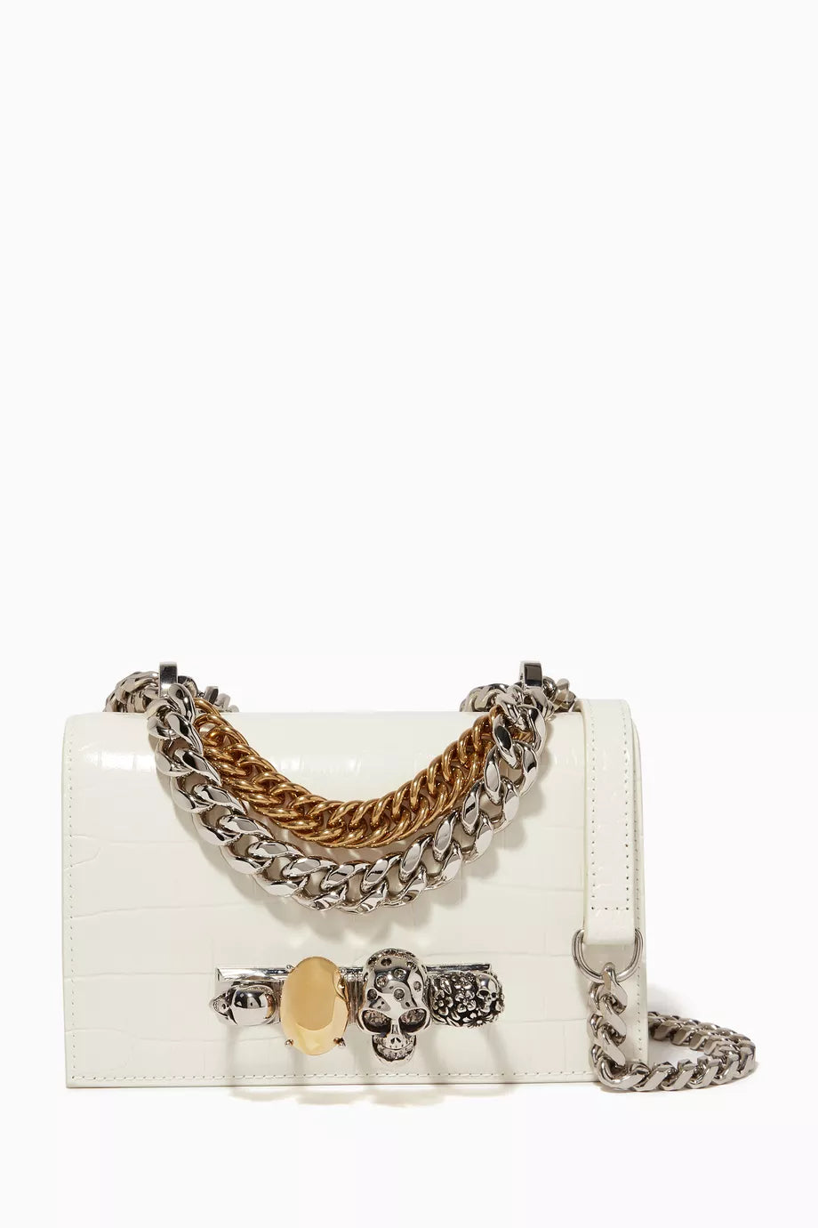 Mini Jewelled Chain Shoulder Bag in Leather