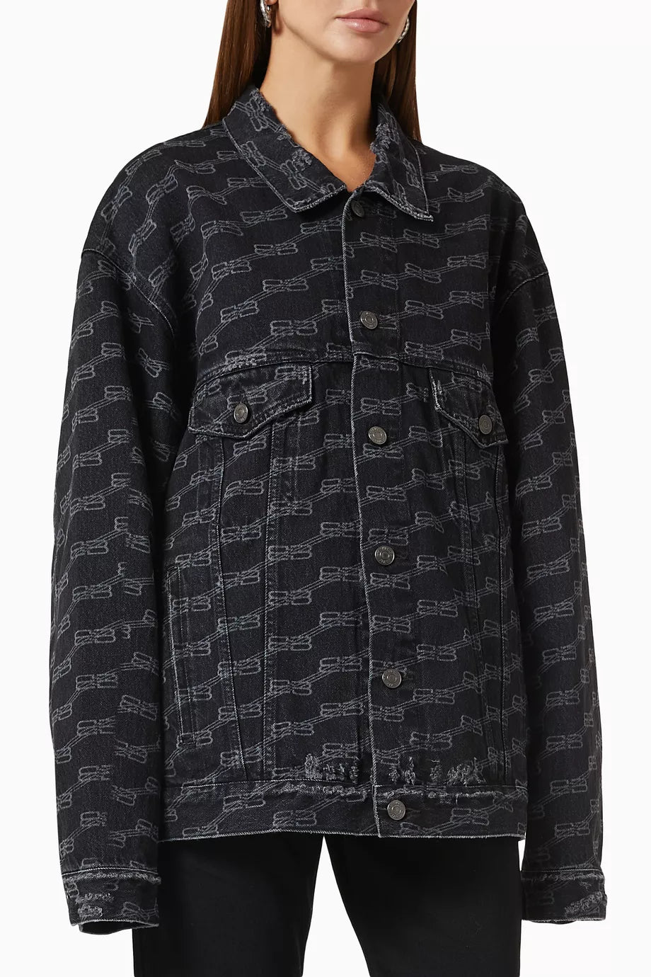 BB Monogram Large Fit Jacket in Denim