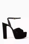 Jodie 95 Platform Sandals in Velvet & Leather