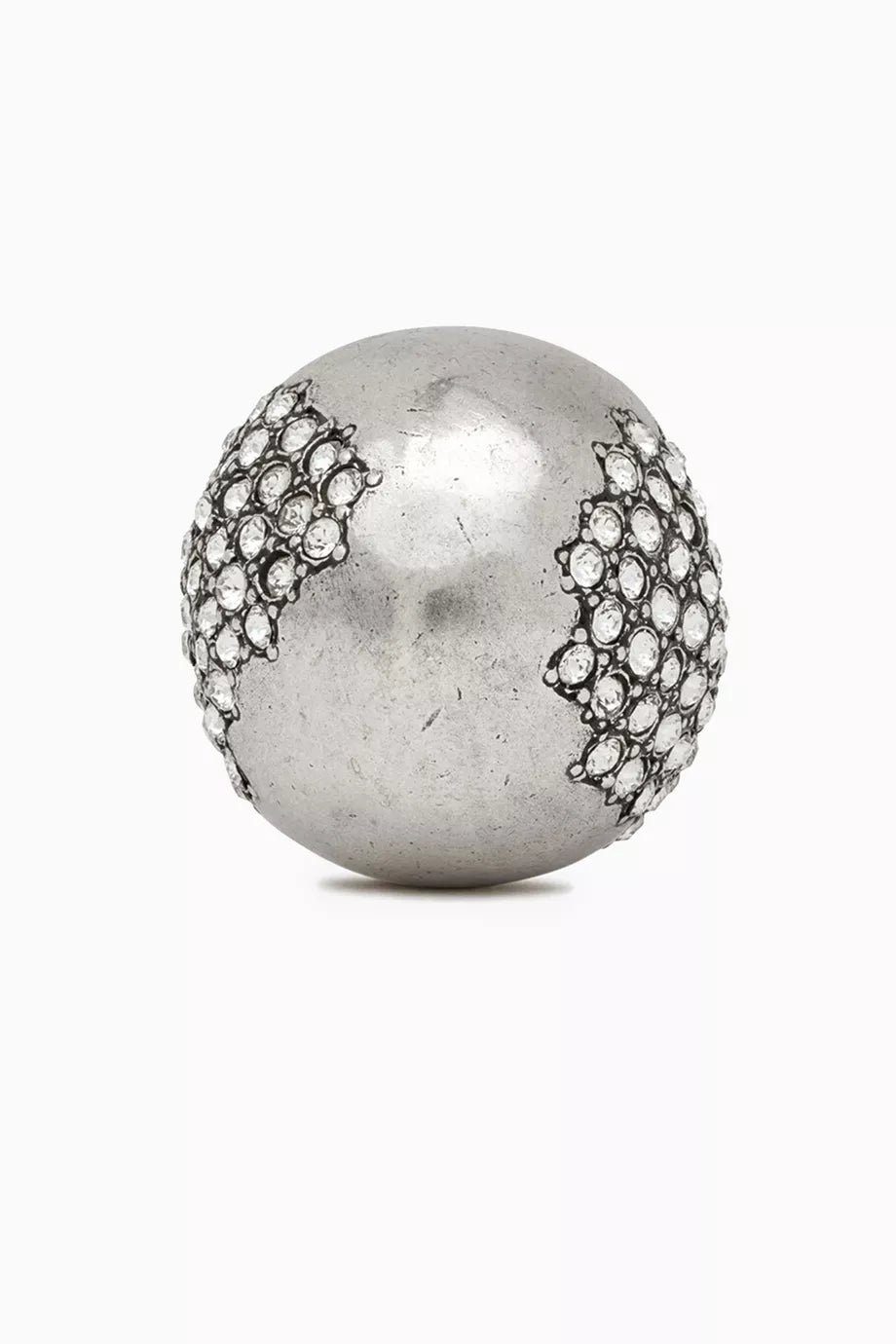 Edge Egg Rhinestone Ring in Metal