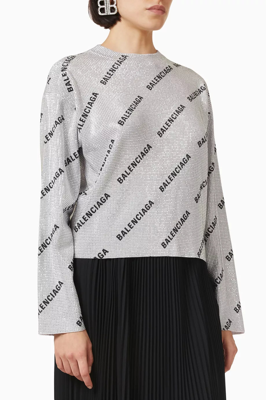 Allover Logo Sweater in Strass Wool Knit