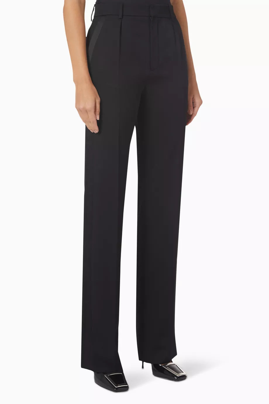 High-Waist Tuxedo Pants in Grain De Poudre