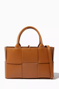 Mini Arco Tote Bag in Intreccio Leather