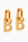 B Chain XS Rhinestones Earrings in Brass