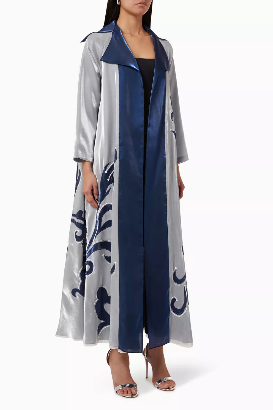 Colour-block Embroidered Abaya in Organza