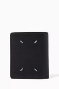 Four-stitch Compact Flap Wallet in Leather
