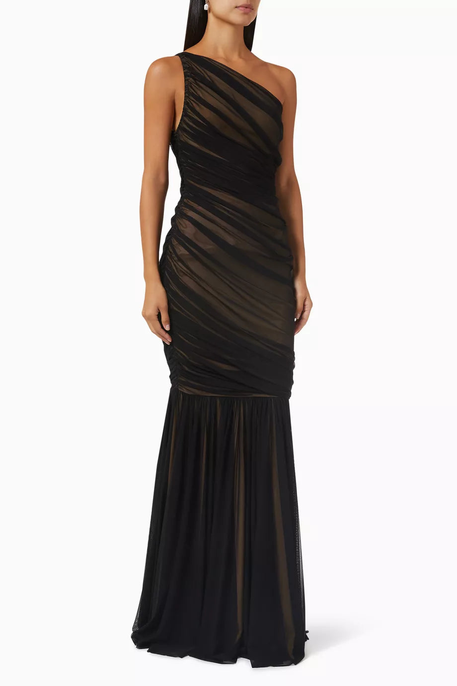 Diana Fishtail Maxi Dress in Mesh