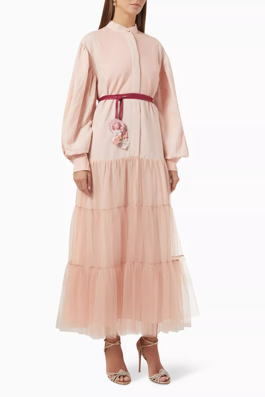 Midi Dress in Linen & Tulle