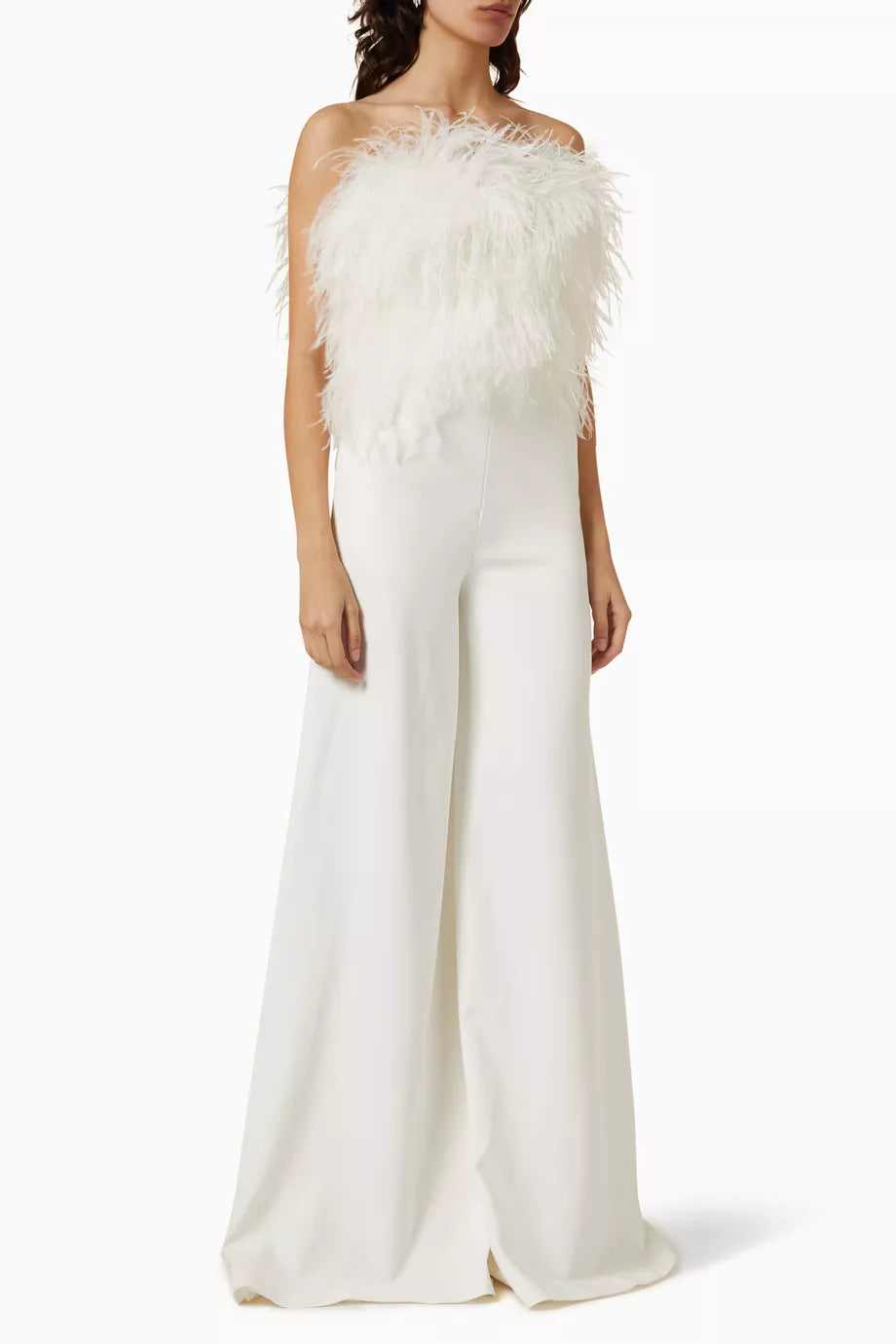 Strapless Feather Jumpsuit