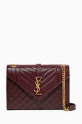Medium Envelope Chain Shoulder Bag in Matelassé Leather