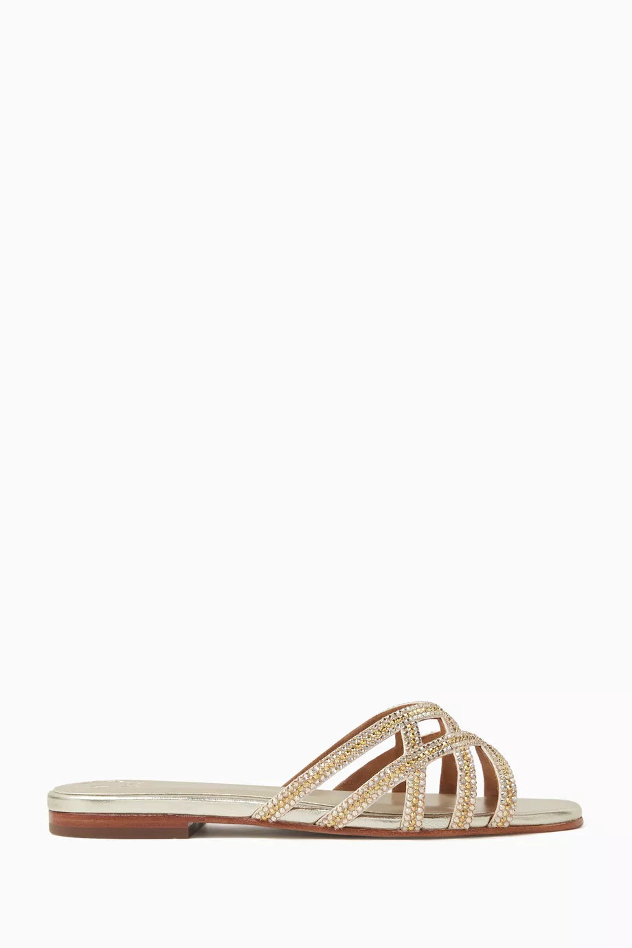 Amos Crystal Mule Sandals in Snake-print Leather