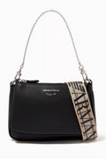 Logo Chain-embellished Shoulder Bag in Leather